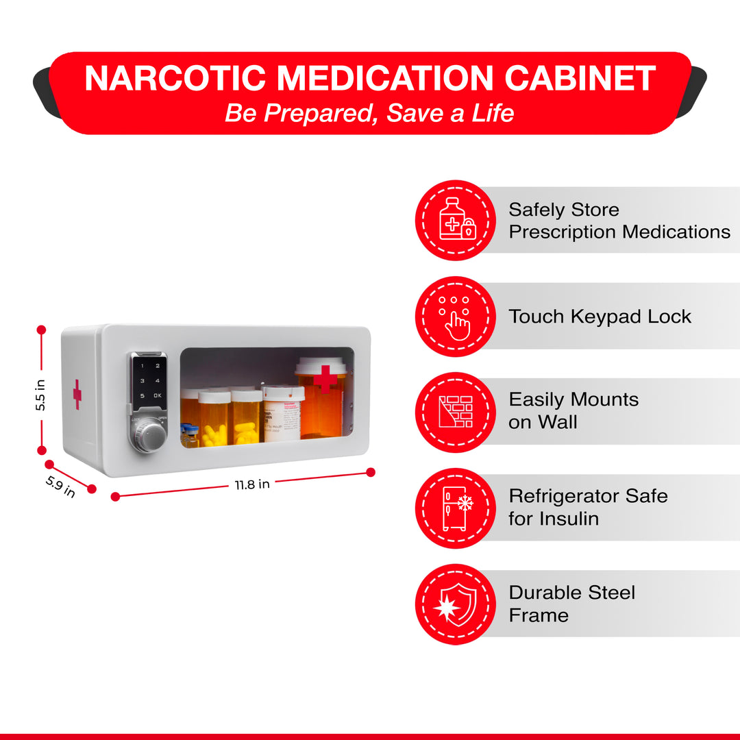 Narcotic Medicine Wall Mount Cabinet with Electronic Touch Keypad Lock for Narcotics Safe Storage | Refrigerator Medication Lock Box for Insulin