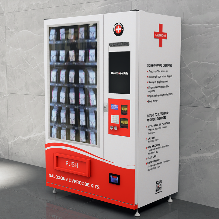 Naloxone Harm Reduction Vending Machine with 22" Video Screen