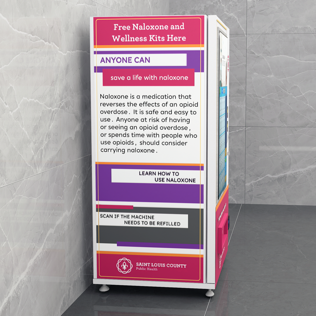 Naloxone Harm Reduction Vending Machine with 55" Video Screen
