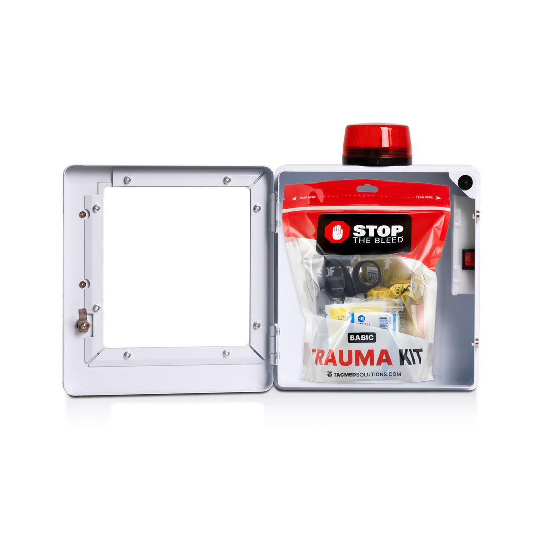 STOP THE BLEED Trauma Bleeding Control Kit + Emergency Wall Mount Cabinet - Station + 6 Kits-Cabinet + 1 Kit -  21