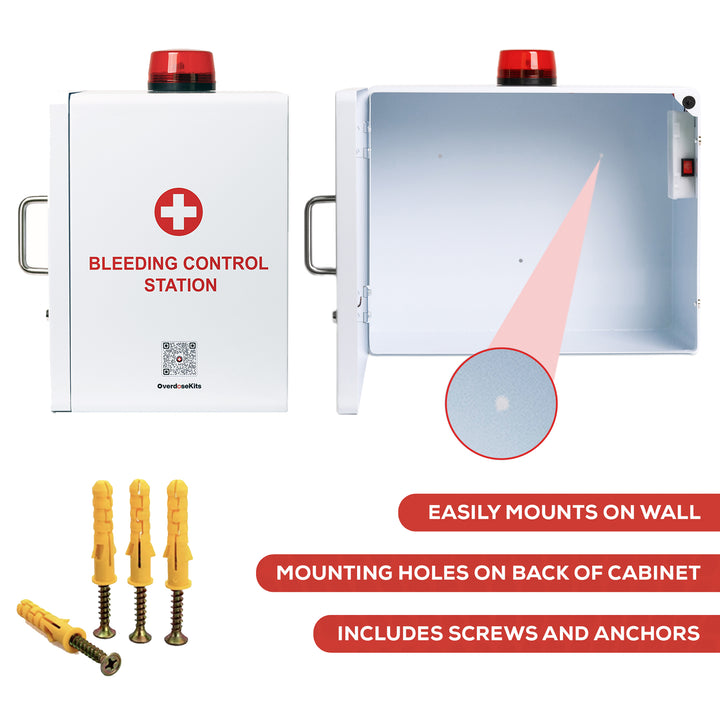 STOP THE BLEED Trauma Bleeding Control Kit + Emergency Wall Mount Cabinet - Station + 6 Kits-Cabinet + 1 Kit -  8