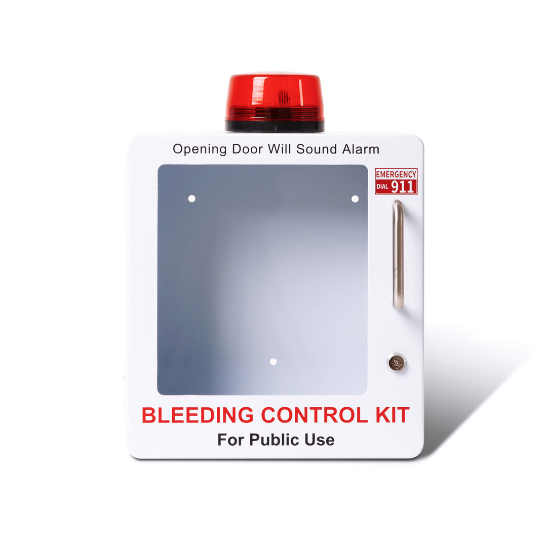STOP THE BLEED Trauma Bleeding Control Kit + Emergency Wall Mount Cabinet - Station + 6 Kits-Cabinet + 1 Kit -  23