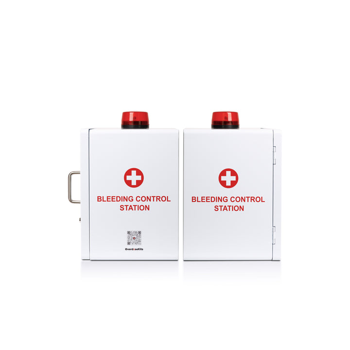 STOP THE BLEED Trauma Bleeding Control Kit + Emergency Wall Mount Cabinet - Station + 6 Kits-Cabinet + 1 Kit -  14