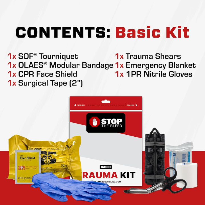 STOP THE BLEED Trauma Bleeding Control Kit + Emergency Wall Mount Cabinet - Station + 6 Kits-Cabinet + 1 Kit -  17