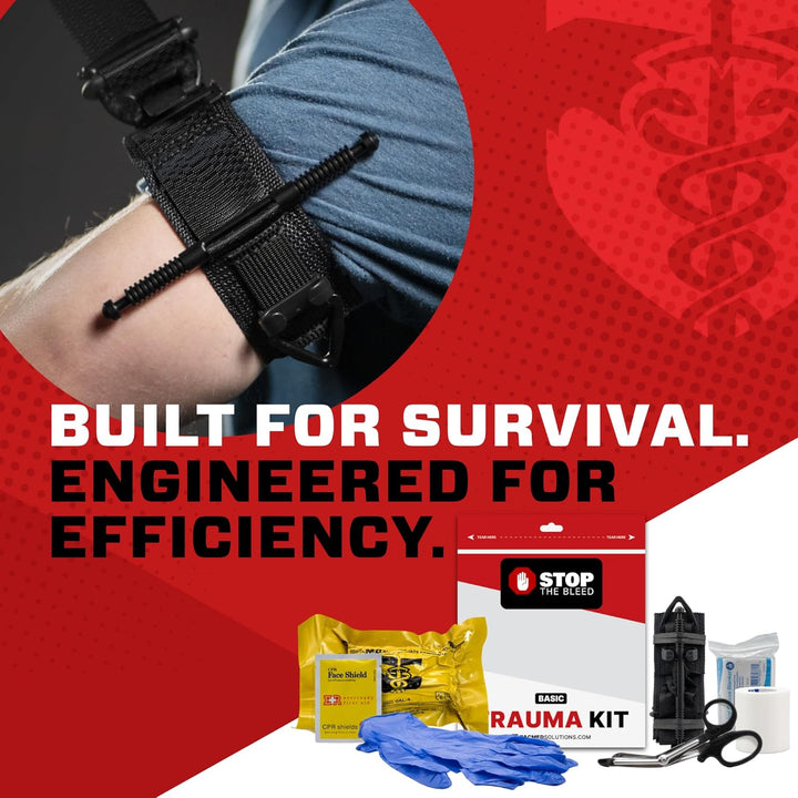 STOP THE BLEED Trauma Bleeding Control Kit + Emergency Wall Mount Cabinet - Station + 6 Kits-Cabinet + 1 Kit -  19