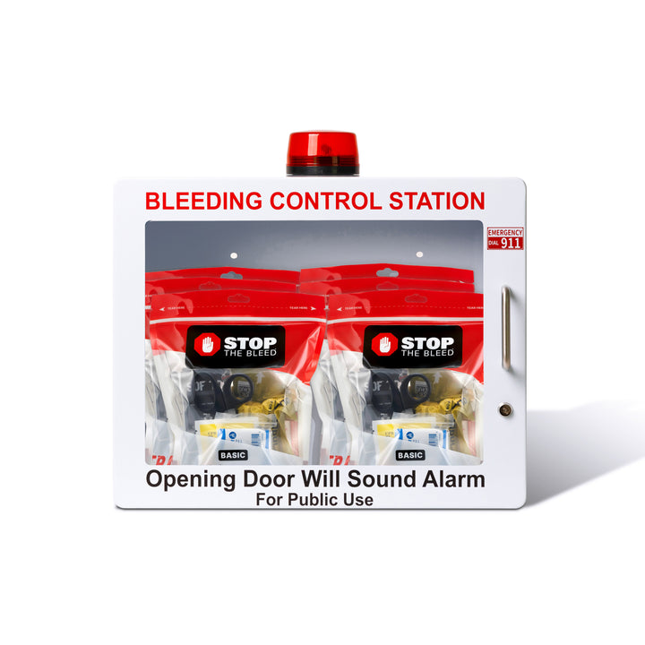 STOP THE BLEED Trauma Bleeding Control Kit + Emergency Wall Mount Cabinet - Station + 6 Kits-Cabinet + 1 Kit -  1