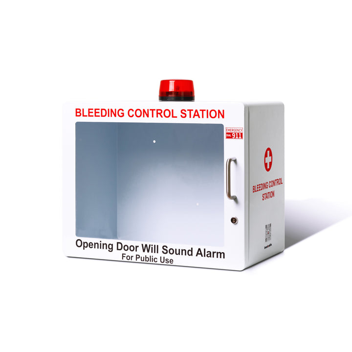 STOP THE BLEED Trauma Bleeding Control Kit + Emergency Wall Mount Cabinet - Station + 6 Kits-Cabinet + 1 Kit -  12