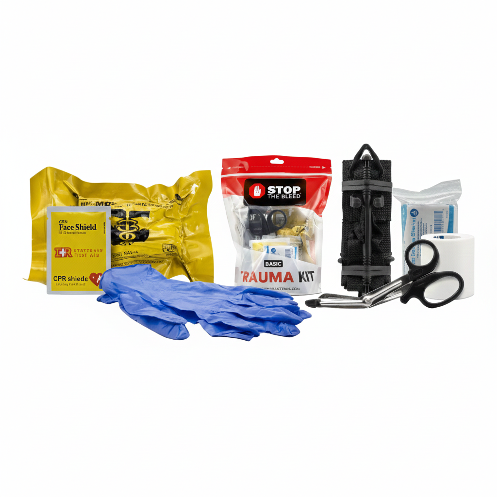 STOP THE BLEED Trauma Bleeding Control Kit + Emergency Wall Mount Cabinet - Station + 6 Kits-Cabinet + 1 Kit -  5