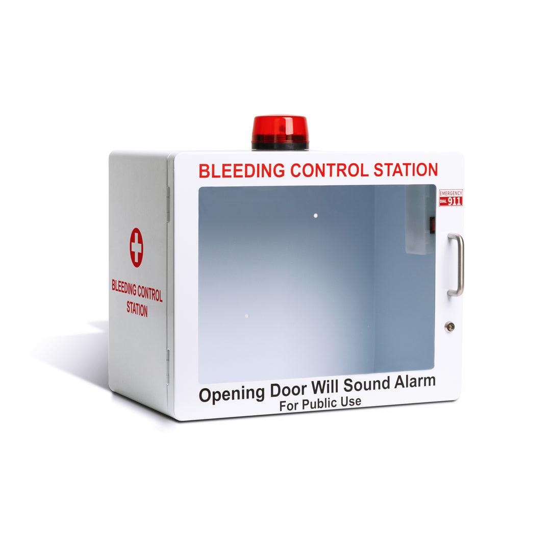 STOP THE BLEED Trauma Bleeding Control Kit + Emergency Wall Mount Cabinet - Station + 6 Kits-Cabinet + 1 Kit -  10