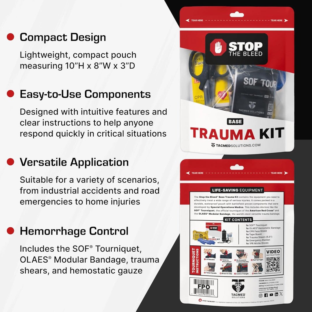 STOP THE BLEED Trauma Bleeding Control Kit + Emergency Wall Mount Cabinet - Station + 6 Kits-Cabinet + 1 Kit -  15