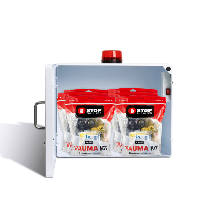 STOP THE BLEED Trauma Bleeding Control Kit + Emergency Wall Mount Cabinet - Station + 6 Kits-Cabinet + 1 Kit -  3