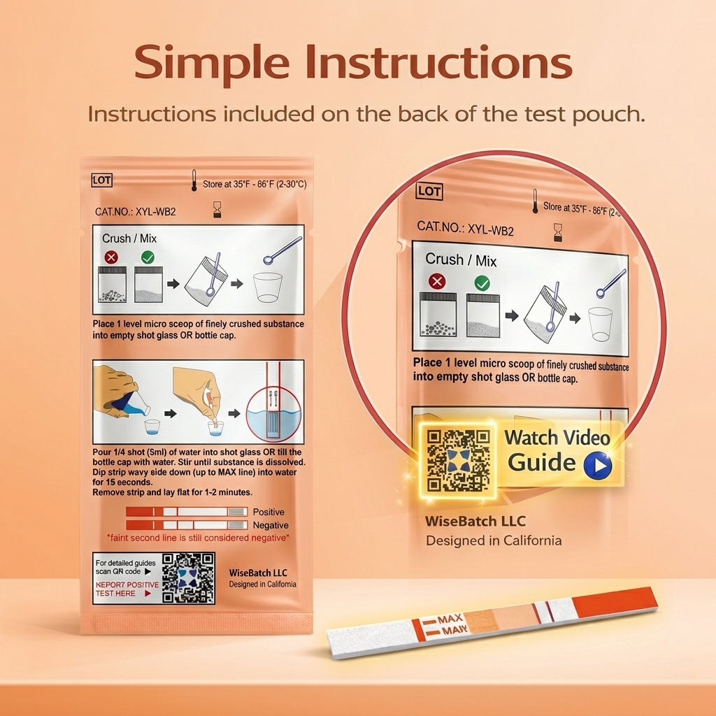 XYL Test Strip Kit - Includes 5 WiseBatch XYL Test Strips + Hardshell Carry Case + Mixing Container + 10mg Spoon and Instructions