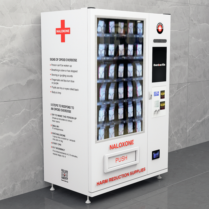 Naloxone Harm Reduction Vending Machine with 22" Video Screen