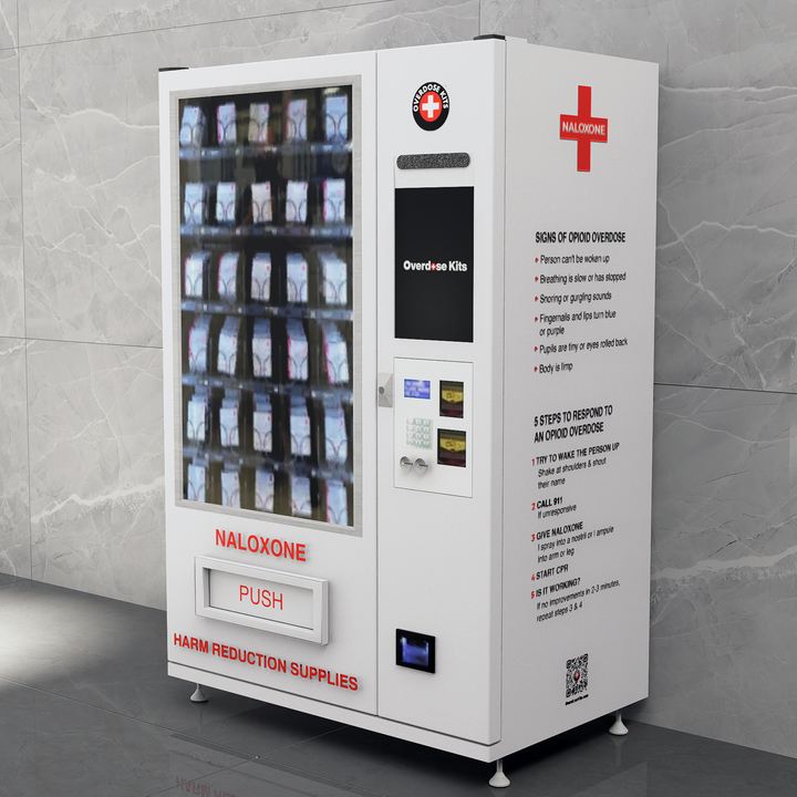 Naloxone Harm Reduction Vending Machine with 22" Video Screen