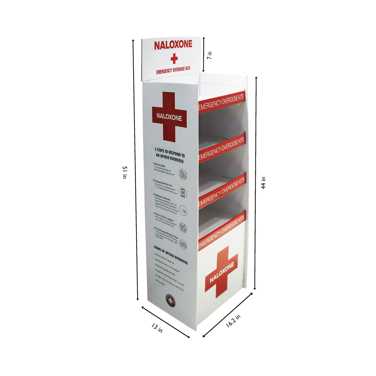 Narcotics Display Naloxone Distribution Floor Stand ( Holds 100 Narcan Boxes) – Overdose Kits