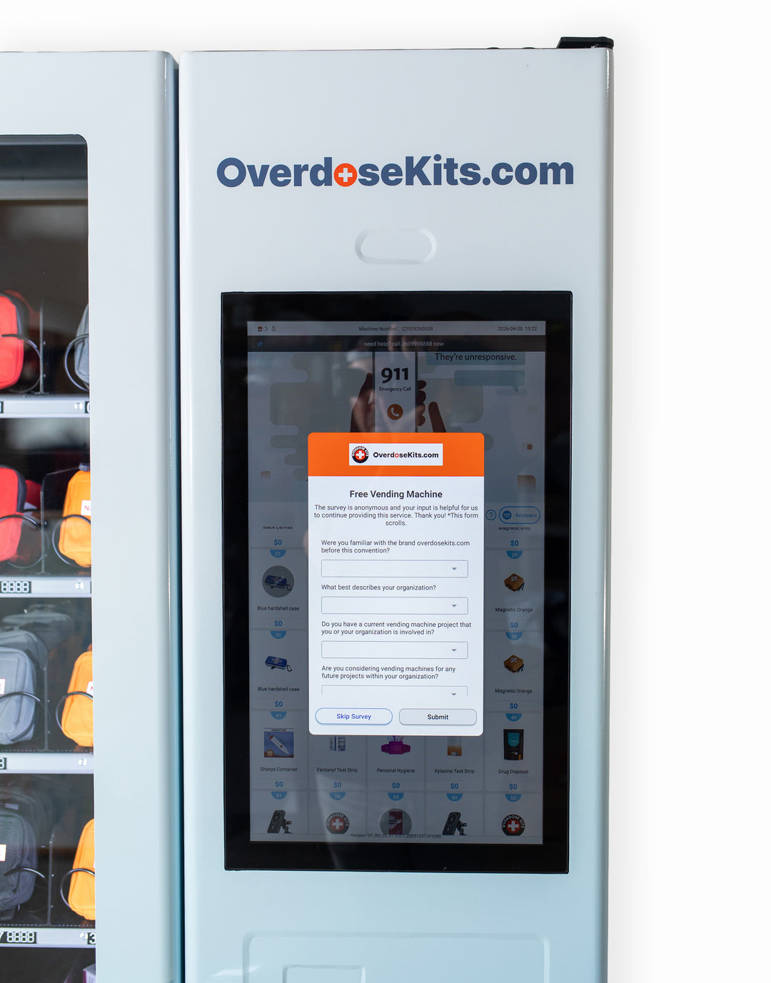 Naloxone Harm Reduction Smart Vending Machine with 22" Video Screen