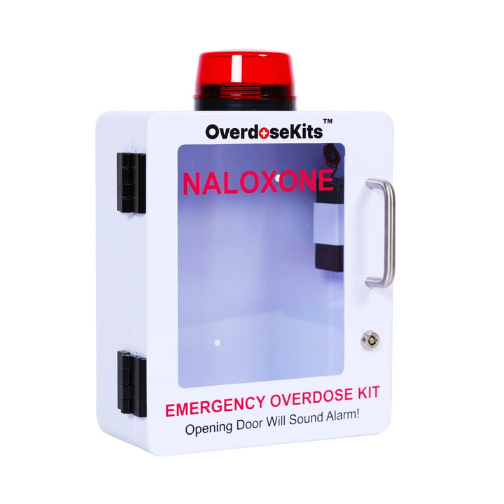 Naloxone Overdose Emergency Kit Cabinet - Designed for Wall Mount & Public Access (Optional Alarm & Lock)