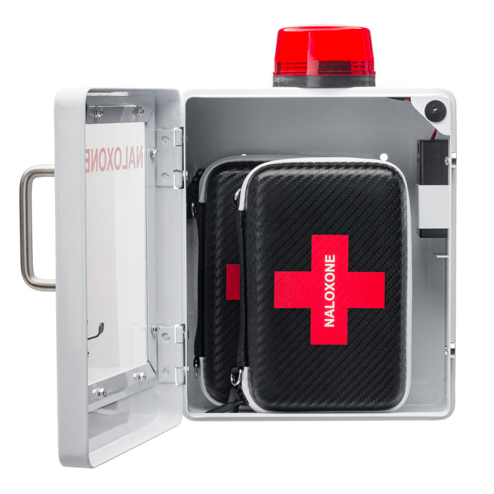 Naloxone Overdose Emergency Kit Cabinet - Designed for Wall Mount & Public Access (Optional Alarm & Lock)