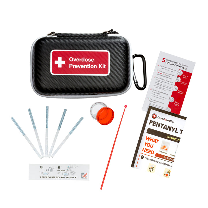 FYL Test Strip Opioid Overdose Prevention Kit - Includes 5 FYL Test Strips, Hardshell Case, Mixing Container, 10mg Spoon and Instructions