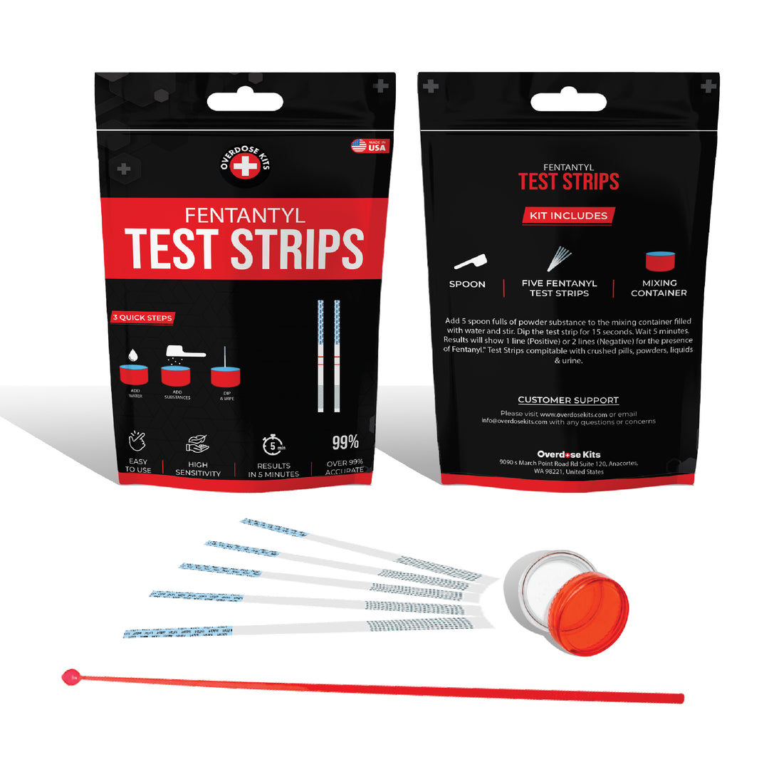 FYL Test Strip Kit (5 Pack) - Includes 5 FYL Test Strips, Mixing Container, 10mg Spoon and Instructions