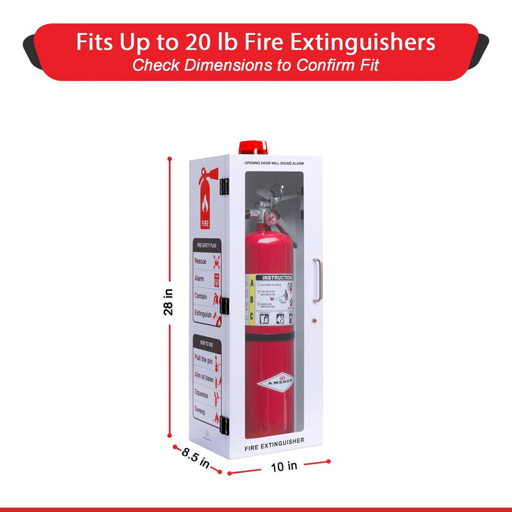 Overdose Kits white steel outdoor fire extinguisher wall mount cabinet with red alarm light and instructions